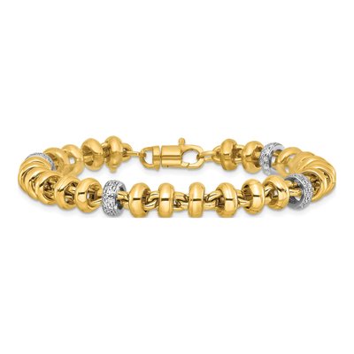 14K Two-Tone Gold CZ Fancy Link Bracelet – view 4