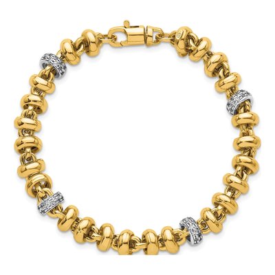 14K Two-Tone Gold CZ Fancy Link Bracelet – view 5