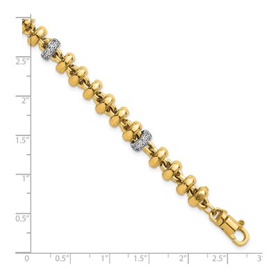 14K Two-Tone Gold CZ Fancy Link Bracelet – view 6