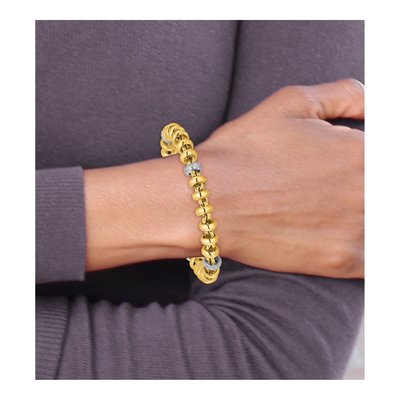 14K Two-Tone Gold CZ Fancy Link Bracelet – view 7