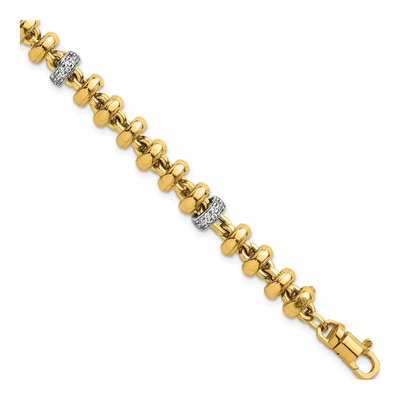 14K Two-Tone Gold CZ Fancy Link Bracelet
