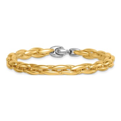 14K Two-Tone Gold Fancy Cable Bracelet – view 4