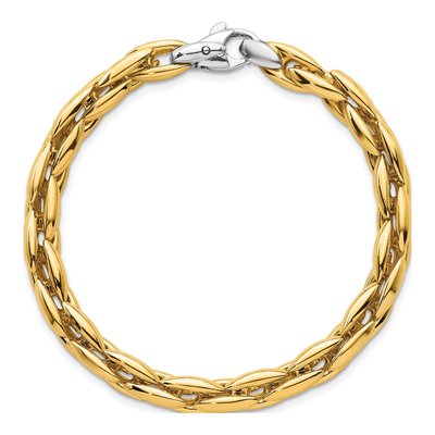 14K Two-Tone Gold Fancy Cable Bracelet – view 5
