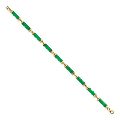 14K Yellow Gold Natural Jade Bar Bracelet – view 3