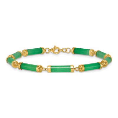 14K Yellow Gold Natural Jade Bar Bracelet – view 4