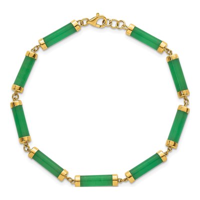 14K Yellow Gold Natural Jade Bar Bracelet – view 5