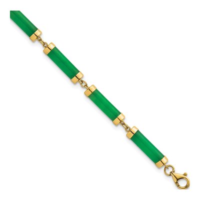 14K Yellow Gold Natural Jade Bar Bracelet