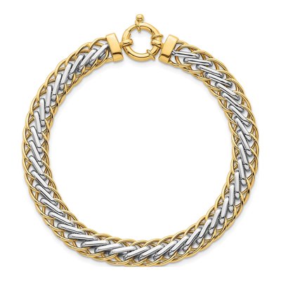 14K Two-Tone Gold Woven Link Bracelet – view 5