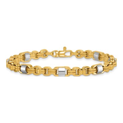14K Two-Tone Gold Fancy Link Bracelet – view 4