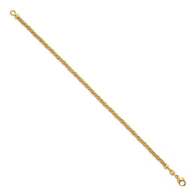 14K Yellow Gold 3mm Twisted Mesh Beaded Fancy Link Chain Bracelet – view 3