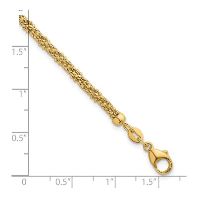 14K Yellow Gold 3mm Twisted Mesh Beaded Fancy Link Chain Bracelet – view 6