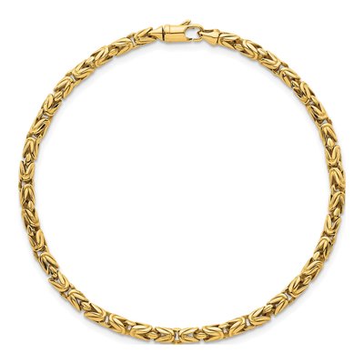 14K Yellow Gold 3mm Byzantine Chain Bracelet – view 5