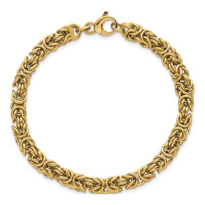 14K Yellow Gold 5.75mm Byzantine Chain Bracelet – view 5