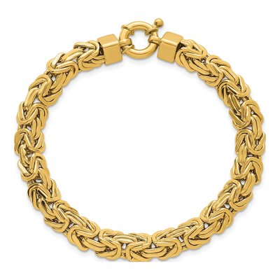 14K Yellow Gold 8.5mm Byzantine Chain Bracelet – view 5