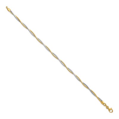 14K Two-Tone Gold Twisted Omega Bracelet – view 3