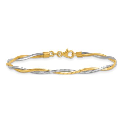 14K Two-Tone Gold Twisted Omega Bracelet – view 4