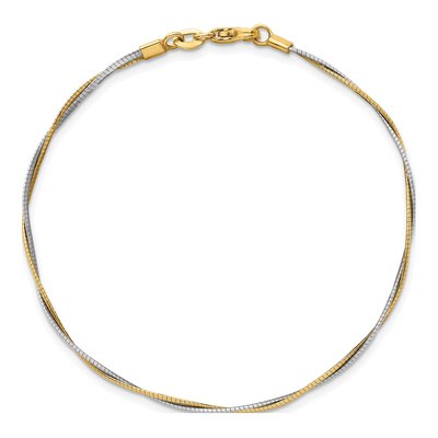 14K Two-Tone Gold Twisted Omega Bracelet – view 5