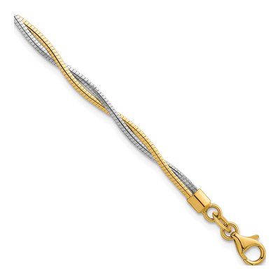 14K Two-Tone Gold Twisted Omega Bracelet