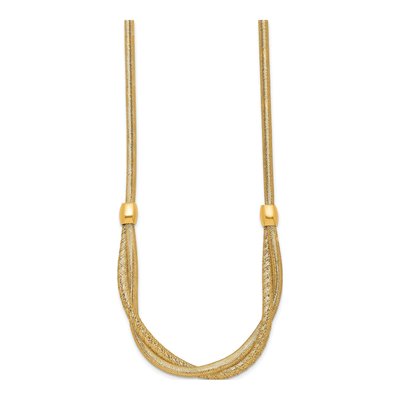 14K Yellow Gold Twisted Beaded Mesh Necklace – view 3