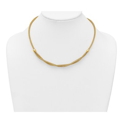 14K Yellow Gold Twisted Beaded Mesh Necklace – view 4