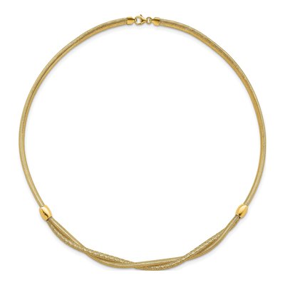 14K Yellow Gold Twisted Beaded Mesh Necklace – view 5