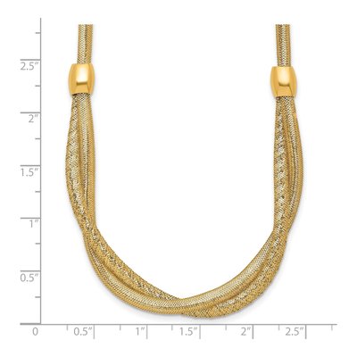 14K Yellow Gold Twisted Beaded Mesh Necklace – view 6