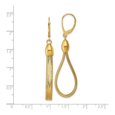 14K Yellow Gold Mesh Teardrop Leverback Earrings – view 3