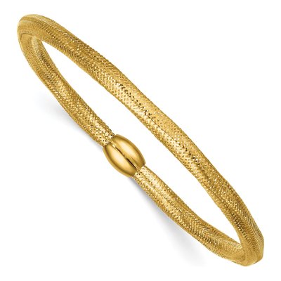 14K Yellow Gold Wavy Mesh Stretch Bracelet