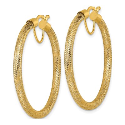 14K Yellow Gold 40mm Mesh Hoop Earrings – view 2