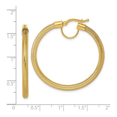 14K Yellow Gold 40mm Mesh Hoop Earrings – view 3