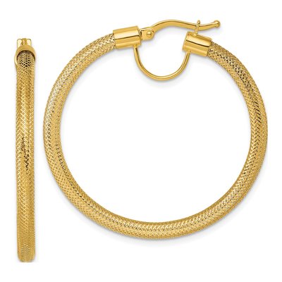 14K Yellow Gold 40mm Mesh Hoop Earrings