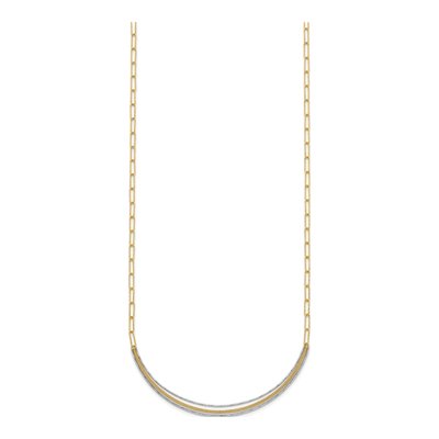 14K Two-Tone Gold Textured Woven Curved Bar Necklace – view 3