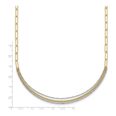 14K Two-Tone Gold Textured Woven Curved Bar Necklace – view 6