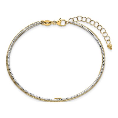 14K Two-Tone Gold Woven Bangle Bracelet – view 3