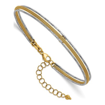 14K Two-Tone Gold Woven Bangle Bracelet