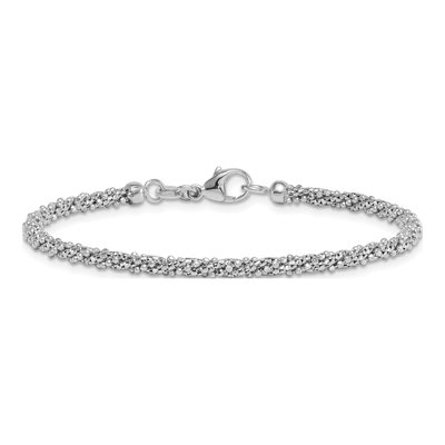 14K White Gold Twisted Mesh Beaded Bracelet – view 4