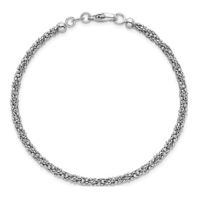 14K White Gold Twisted Mesh Beaded Bracelet – view 5