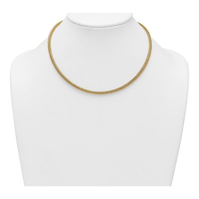 14K Yellow Gold Diamond-Cut Woven Wire Necklace – view 3