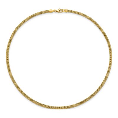 14K Yellow Gold Diamond-Cut Woven Wire Necklace – view 4