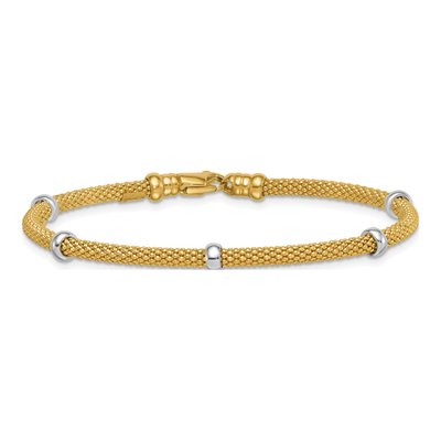 14K Two-Tone Gold Fancy Mesh Bracelet – view 4