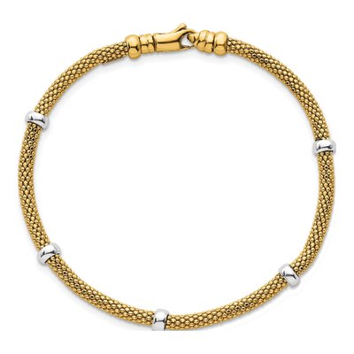 14K Two-Tone Gold Fancy Mesh Bracelet – view 5