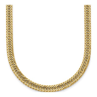 14K Yellow Gold Fancy Hollow Curb Link Necklace