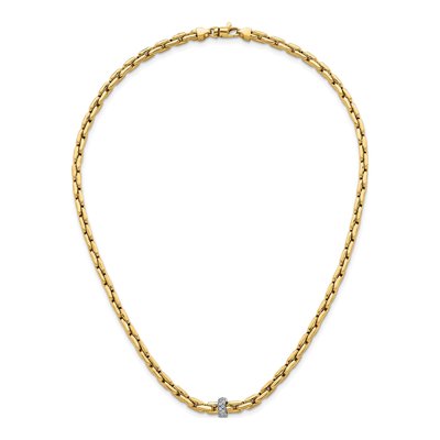 14K Two-Tone Gold CZ Fancy Necklace – view 5