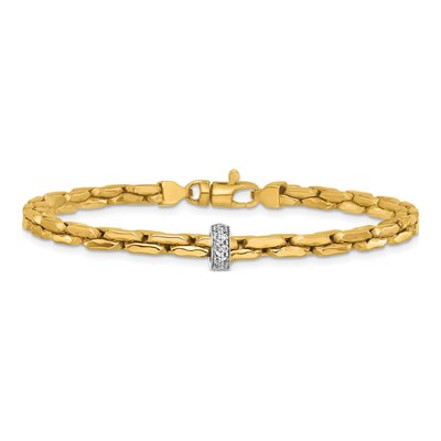 14K Two-Tone Gold CZ Fancy Link Bracelet – view 4