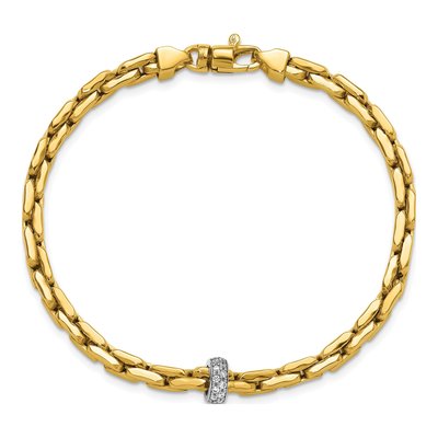 14K Two-Tone Gold CZ Fancy Link Bracelet – view 5