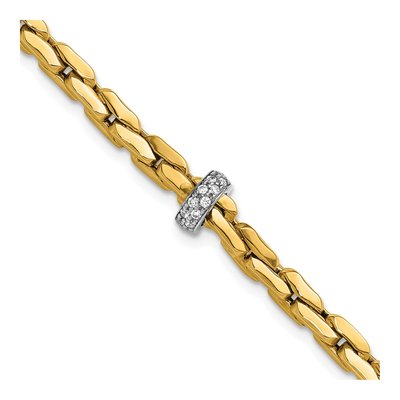 14K Two-Tone Gold CZ Fancy Link Bracelet