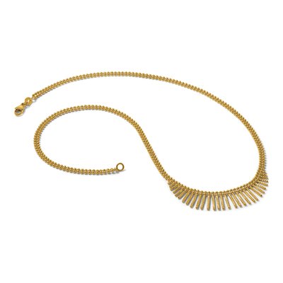 14K Yellow Gold Double Strand Multi Dangle Necklace – view 7