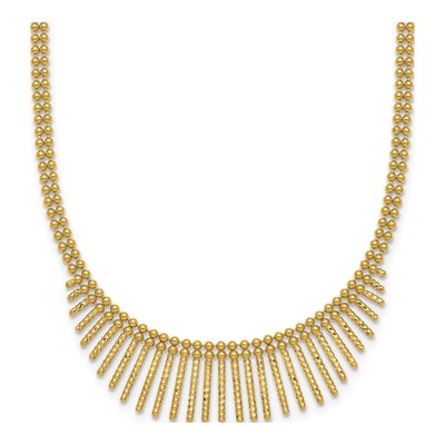 14K Yellow Gold Double Strand Multi Dangle Necklace
