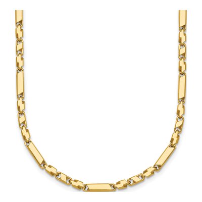 14K Yellow Gold 2.63mm Bar Fancy Link Chain