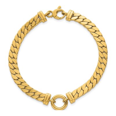 14K Yellow Gold Flat Curb Link Bracelet – view 5